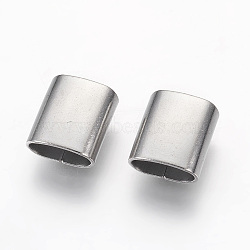 Non-Tarnish 201 Stainless Steel Slide Charms, Oval, Stainless Steel Color, 10x9x4.5mm, Hole: 3.5x7.5mm(X-STAS-G187-29P-B)