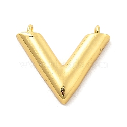 Brass Pendants, Letter V Charms, Rack Plating, Long-Lasting Plated, Lead Free & Cadmium Free, Real 18K Gold Plated, 13.5x15.5x2.5mm, Hole: 0.8mm(KK-L228-05G)