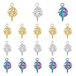 18Pcs 3 Colors 304 Stainless Steel Pendant Rhinestone Settings, Moon with Cross, Mixed Color, Fit for 0.8mm Rhinestone, 21x11x3mm, Hole: 3mm, 6pcs/color(STAS-DC0014-65)