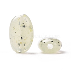 Opaque Acrylic with Point Pattern Beads, Rice, Light Yellow, 13.4~14.3x9.2x5.3~5.5mm, Hole: 1.8mm(OACR-G010-01B)