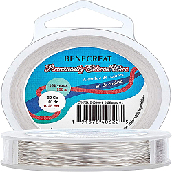 Round Copper Wire for Jewelry Making, Silver, 0.25mm, 30 Gauge, about 492.12 Feet(150m)/roll(CWIR-BC0004-0.25mm-04)