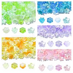 DIY Flower Plastic & Acrylic Beads Jewelry Making Finding Kit, Sky Blue, 7~11x9.5~11.5x4~8.5mm, Hole: 1~1.4mm, 100Pcs/set(DIY-YW0008-78A)