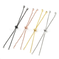 Rack Plating Adjustable Brass Slider Bracelet Making, with Cubic Zirconia, Long-Lasting Plated, Lead Free & Cadmium Free, Fit for Connector Charms, Mixed Color, Single Chain Length: about 12.5cm, Hole: 1mm(KK-M269-25)