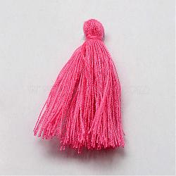 Handmade Polycotton(Polyester Cotton) Tassel Decorations, Pendant Decorations, Hot Pink, 29~35mm(OCOR-Q024-85)