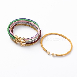 Braided Carbon Steel Wire Bracelet Making, with Golden Plated Brass End Caps, Mixed Color, 0.25cm, Inner Diameter: 2-3/8 inch(6.1cm)(MAK-A017-B)
