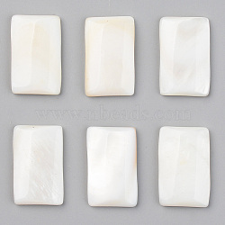 Natural Freshwater Shell Cabochons, Rectangle, Seashell Color, 21x13x3.5mm(SHEL-S276-105A)