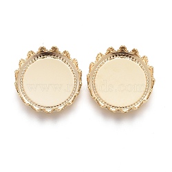 304 Stainless Steel Cabochon Settings, Lace Edge Bezel Cups, Flat Round, Golden, Tray: 12mm, 13x3.5mm(STAS-P249-12G)
