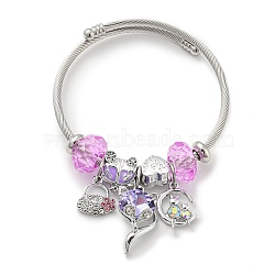 Stainless Steel European Bracelet, Charm Bracelet for Women, Moon, Inner Diameter: 2-3/8~2-3/4 inch(6~7cm)(OQ8559-8)