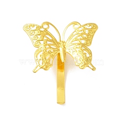 Alloy Hair Findings, Pony Hook, Ponytail Decoration Accessories, Butterfly, Real 18K Gold Plated, 37x35.5x10mm(OHAR-B003-03G)