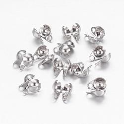 Tarnish Resistant 304 Stainless Steel Bead Tips, Calotte Ends, Clamshell Knot Cover, Stainless Steel Color, 6x4mm, Hole: 1mm(STAS-E129-01P)