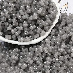 Transparent Colours Glass Seed Beads, Mushroom, Gray, 5.5x4.5mm, Hole: 1mm, 4150pcs/pound(SEED-R001-01L)