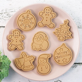 Christmas Plastic Cookie Candy Food Cutters Molds, for DIY, Kitchen, Baking, Kids Birthday Party Supplies Favors, Mixed Shapes, 57~70x64~66.5x20mm, 8pcs/set