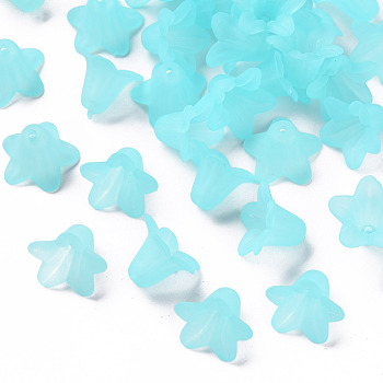 Transparent Acrylic Beads, Frosted, Flower, Light Cyan, 17.5x12mm, Hole: 1.5mm, about 770pcs/500g