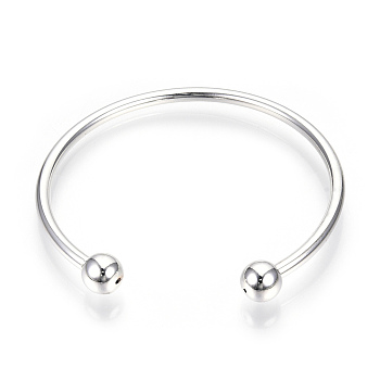 Alloy Cuff Bangle European Style Jewelry Making, Silver Color Plated, 54mm(2-1/8 inch)