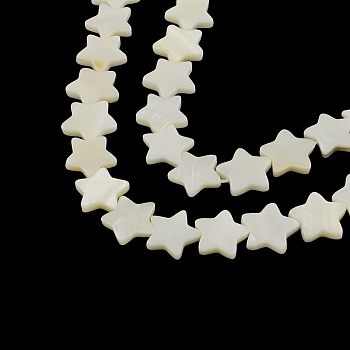 Star Shape Natural Sea Shell Beads Strands, 14~15x15~16x2.5~4mm, Hole: 1mm, about 30pcs/strand, 15.7