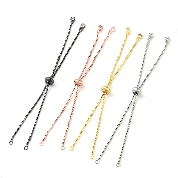 Rack Plating Adjustable Brass Slider Bracelet Making, with Cubic Zirconia, Long-Lasting Plated, Lead Free & Cadmium Free, Fit for Connector Charms, Mixed Color, Single Chain Length: about 12.5cm, Hole: 1mm