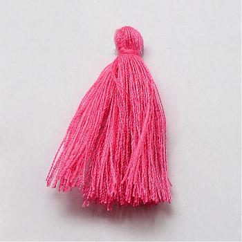 Handmade Polycotton(Polyester Cotton) Tassel Decorations, Pendant Decorations, Hot Pink, 29~35mm