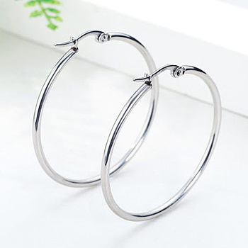 Stainless Steel Hoop Earrings, Ring Shape, Stainless Steel Color, 20mm