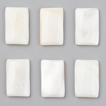 Natural Freshwater Shell Cabochons, Rectangle, Seashell Color, 21x13x3.5mm