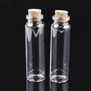 Glass Jar Glass Bottles Bead Containers, with Cork Stopper, Wishing Bottle, Clear, 75x22mm, Hole: 12.5mm, Capacity: 28ml(0.94 fl. oz)