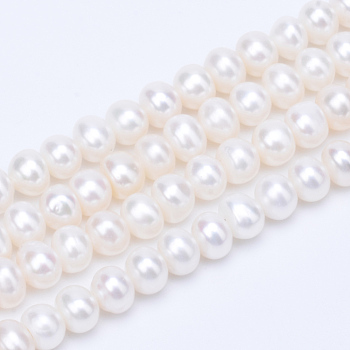 Natural Cultured Freshwater Pearl Beads Strands, Round, Floral White, 4.5~5mm, Hole: 0.8mm, about 81~83pcs/strand, 14.45 inch~15.08 inch(36.7~38.3cm)