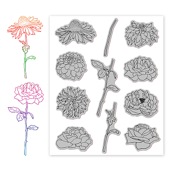 Rubber Clear Stamps, for Card Making Decoration DIY Scrapbooking, Flower Pattern, 22x18x0.8cm