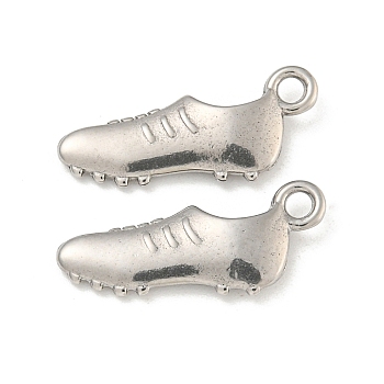 Non-Tarnish 304 Stainless Steel Pendants, Shoes Charm, Stainless Steel Color, 20x9x3mm, Hole: 1.8mm