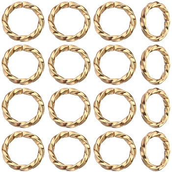 100Pcs Brass Open Jump Rings, Long-Lasting Plated, Twist Ring, Real 18K Gold Plated, 18 Gauge, 8x1mm, Inner Diameter: 6mm