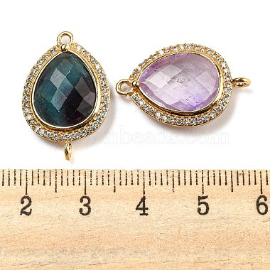 Natural Mixed Gemstone Faceted Teardrop Connector Charms(G-M431-04G)-3