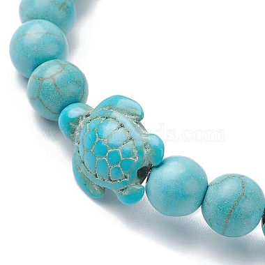 bracelet extensible en perles de tortue turquoise synthétique(BJEW-JB09699-03)-3