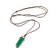 Natural Green Aventurine Nugget Pendant Necklace with Waxed Cord for Women(NJEW-F306-01A)-2