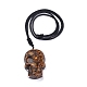 Halloween Skull Natural Gemstone Pendant Necklaces(NJEW-P253-A)-3