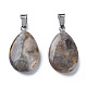 Teardrop Dyed Natural Crazy Agate Obsidian Pendants(G-Q368-12)-4