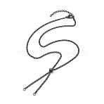 Adjustable 304 Stainless Steel Curb Chains Necklaces Making, with Slide Slider Beads and Lobster Claw Clasps, Black, 20.47 inch(52cm), Inner Diameter: 0.12 inch(0.3cm)(AJEW-JB01214-03)