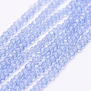 Transparent Glass Beads Strands, Faceted, Rondelle, Cornflower Blue, 2.5x1.5~2mm, Hole: 0.5mm, about 185~190pcs/strand, 13.7 inch~14.1 inch(X-EGLA-K010-A04)