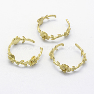 Brass Cuff Finger Ring Settings, Lead Free & Cadmium Free & Nickel Free, Flower, Raw(Unplated), 20mm(X-KK-F721-180C-RS)