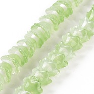 Transparent Glass Beads Strands, Flower, Light Green, 11~12x7.5~8mm, Hole: 1.4mm, about 50pcs/strand, 11.42''(29cm)(LAMP-H061-01C-07)