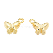 Brass Charms, Nickel Free, Butterfly, Real 18K Gold Plated, 8x9x4.5mm, Hole: 1.2mm(KK-N231-386)