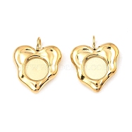 304 Stainless Steel Pendant Cabochon Settings, Heart, Real 18K Gold Plated, Tray: 6mm, 15x12.5x3mm, Hole: 3.5mm(STAS-A089-09G)