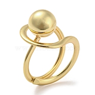 Round Ball Rack Plating Brass Wire Wrap Finger Rings, Long-Lasting Plated, Cadmium Free & Lead Free, Real 18K Gold Plated, US Size 6 3/4(17.1mm)(RJEW-Q786-01G)