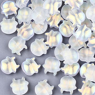 Transparent Spray Painted Glass Beads, AB Color Plated, Frosted, Cow, Clear AB, 11.5x12x6mm, Hole: 1mm(DGLA-R052-001-C01)