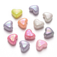 Opaque Acrylic Beads, AB Color Plated, Heart, Mixed Color, 12x14x6.5mm, Hole: 1.8mm, about 840pcs/500g(SACR-R250-17)