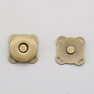 Alloy Magnetic Buttons Snap Magnet Fastener, Flower, for Cloth & Purse Makings, Antique Bronze, 18mm 2pcs/set(PURS-PW0005-066B-AB)
