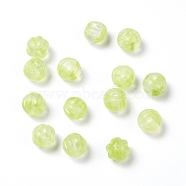 Czech Glass Beads, with Gold Wash, Pumpkin/Round Melon, Lawn Green, 8mm, Hole: 0.8mm, about 140pcs/bag, 95~100g/bag(GLAA-L025-B06)