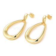 Real 18K Gold Plated Brass Dangle Stud Earrings, Long-Lasting Plated, Cadmium Free & Lead Free, Teardrop, 44x23mm(EJEW-G382-09A-G)