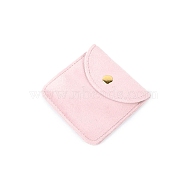 Square Velvet Jewelry Pouches, Jewelry Gift Bags with Snap Button, for Ring Necklace Earring Bracelet, Misty Rose, 8x8cm(PW-WG95683-05)