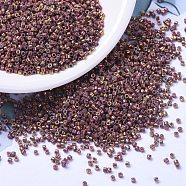 MIYUKI Delica Beads Small, Cylinder, Japanese Seed Beads, 15/0, (DBS1013) Metallic Tea Berry Gold Iris, 1.1x1.3mm, Hole: 0.7mm, about 175000pcs/bag, 50g/bag(SEED-X0054-DBS1013)