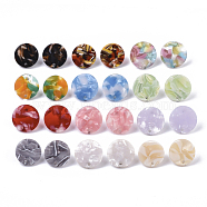 Cellulose Acetate(Resin) Stud Earring Findings, with 316 Surgical Stainless Steel Pin, Plat Round, Mixed Color, 15.5x2.5mm, Hole: 1.5mm, Pin: 0.6mm(KY-R022-020)