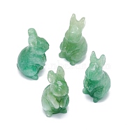 Natural Green Aventurine Sculpture Display Decorations, for Home Office Desk, Rabbit, 17~19x17~18.5x32~37mm(G-F719-36G)