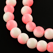 Two-Color Baking Painted Glass Bead Strands, Round, Light Coral, 8mm, Hole: 1.3~1.6mm, about 104pcs/strand, 32.7 inch(X-DGLA-R050-8mm-20)